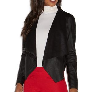 NWT Faux Leather Zip Up Drape Jacket